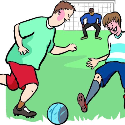 Männer spielen Fußball.